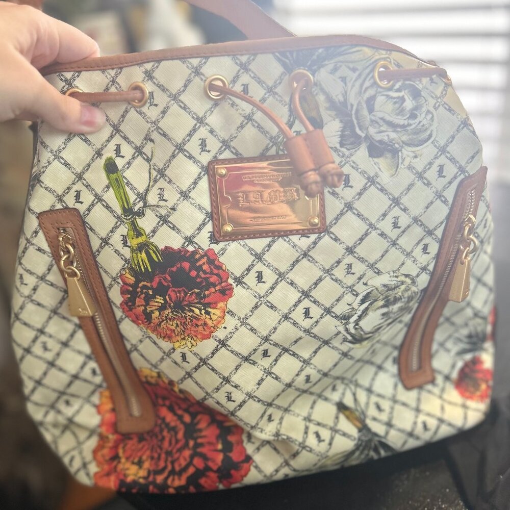 Rare L.A.M.B. Signature Marigold "Broadgate" Leather Bucket Hobo Bag